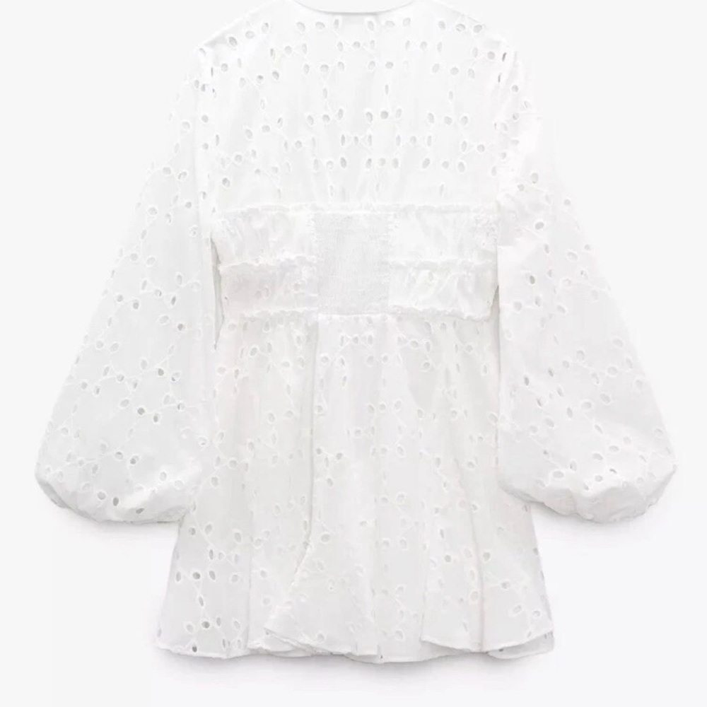Zara White Eyelet Midi Dress - Picture 2 of 3